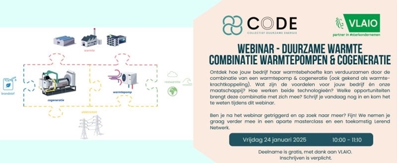 Webinar duurzame warmte: combinatie van warmtepompen en cogeneratie